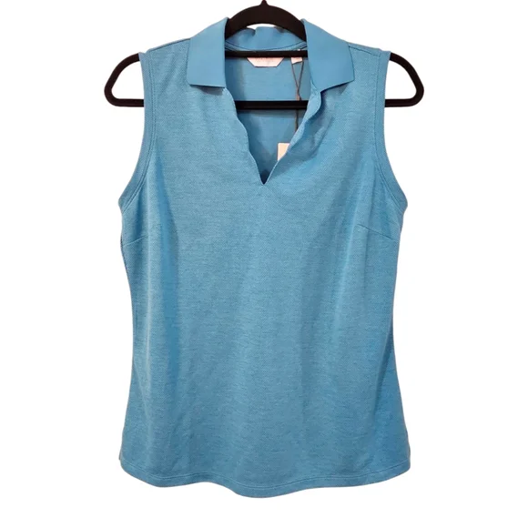 NWT Walter Hagen Women's Clubhouse Scallop Sleeveless Polo Size M - Picture 1 of 7